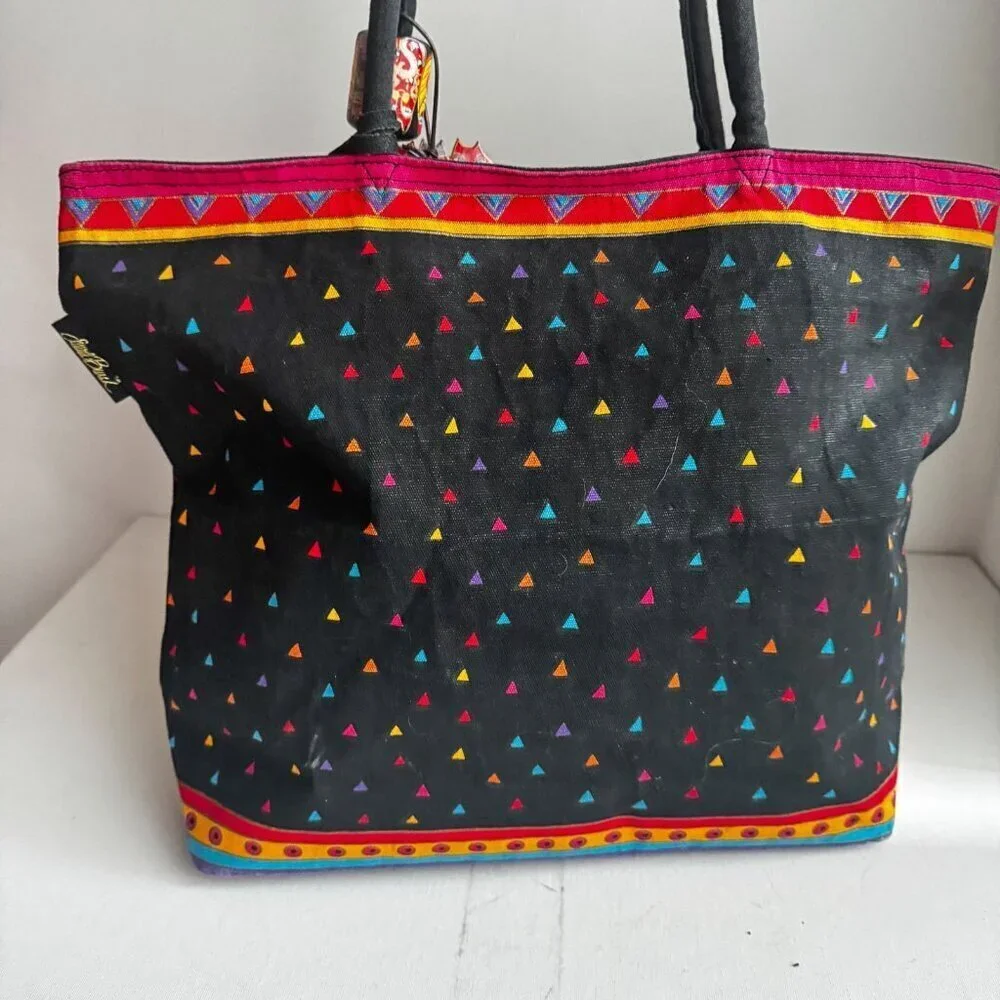 Laurel Burch Sun N Sand Three Cats Beach Bag Large Two Handle Shoulder Tote